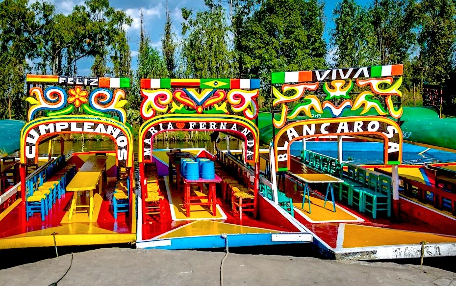 Colourful Mexican Boats at Xochimilco