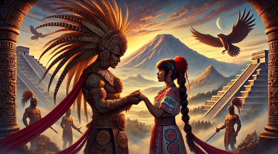 The Aztec warrior Popocatépetl and Iztaccíhuatl